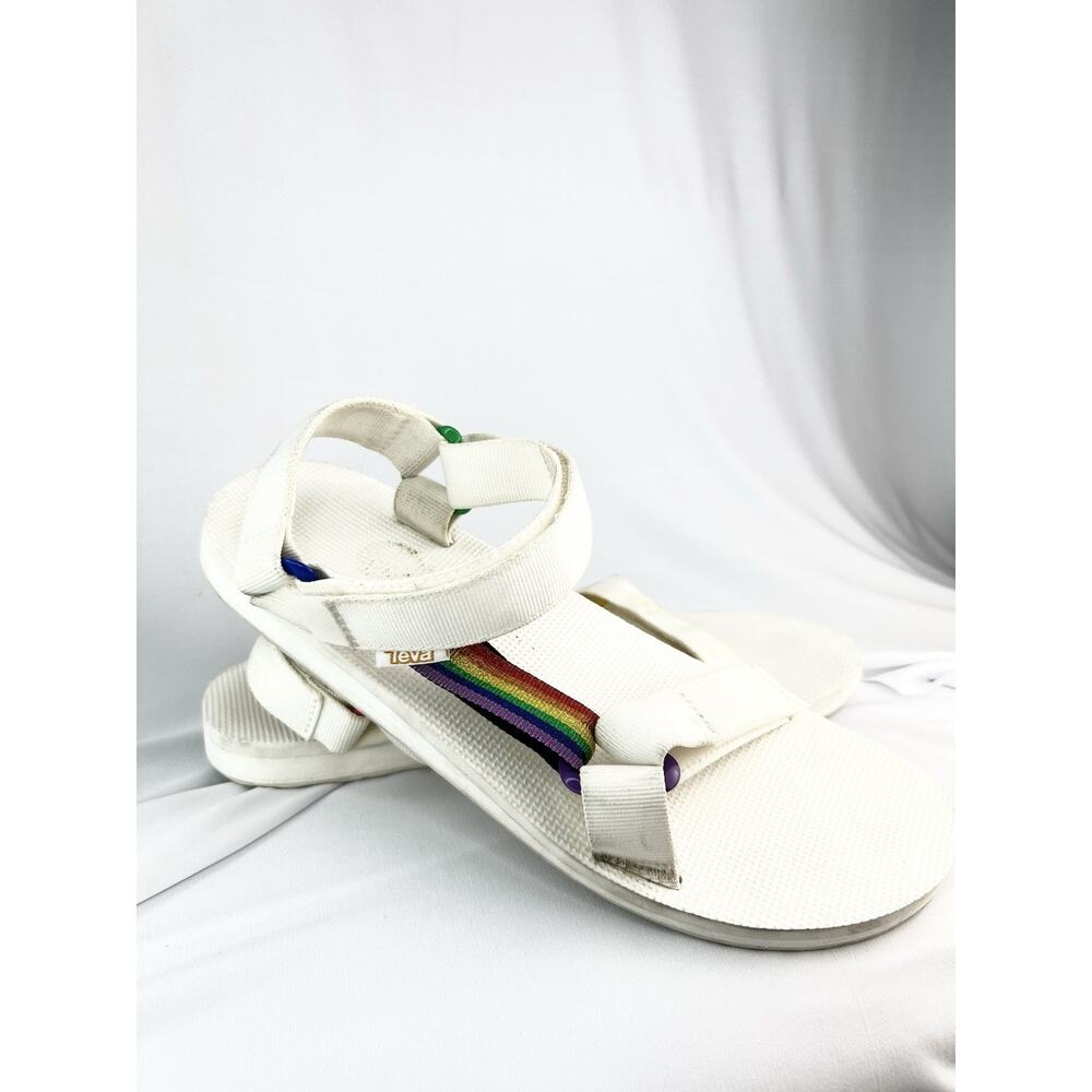 Teva Original Universal Pride Sandal Women’s 12 Rainbow Stripe White - Picture 4 of 11